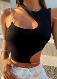Metal Chain Exposed Navel Vest