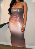 Backless Sleeveless Ombre Tube Dress