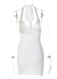 Sexy Deep V Slim Backless Halter Neck Dress