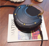 Fashionable Matte Stitching Crossbody Handheld Round Bag