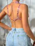 Sexy Gem Embroidered Colorful Halter Top