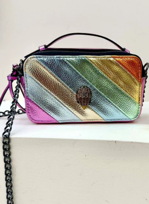 Fashionable PU Color Block Crossbody Handbag