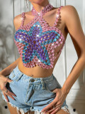 Sexy Gem Embroidered Colorful Halter Top