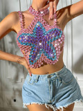 Sexy Gem Embroidered Colorful Halter Top
