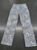 Fashionable Mother Print High Waist Zipper Pocket Casual Pants