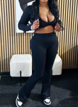 Autumn Sexy Waistless Cardigan Long-sleeved Three-piece Set