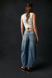 Fashionable Casual Loose Wide-leg Mid-low-rise Washed Jeans