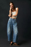 Fashionable Casual Loose Wide-leg Mid-low-rise Washed Jeans