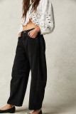 Fashionable Casual Loose Wide-leg Mid-low-rise Washed Jeans