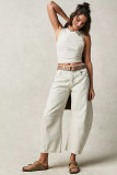 Fashionable Casual Loose Wide-leg Mid-low-rise Washed Jeans