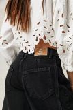 Fashionable Casual Loose Wide-leg Mid-low-rise Washed Jeans