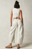 Fashionable Casual Loose Wide-leg Mid-low-rise Washed Jeans