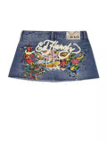 Fashionable High-waisted Denim Hip-hugging Short Skirt