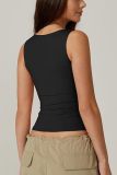 Fashionable Square Neck Sleeveless Double Layer Tank Top T-Shirt