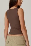 Fashionable Square Neck Sleeveless Double Layer Tank Top T-Shirt