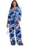 Casual Wide-leg Pants Abstract Pattern Trousers Suit