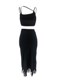 Fashionable Casual Fringed Skirt Suit (shoulder straps adjustable)