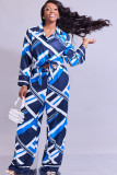Casual Wide-leg Pants Abstract Pattern Trousers Suit