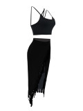 Fashionable Casual Fringed Skirt Suit (shoulder straps adjustable)