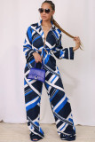 Casual Wide-leg Pants Abstract Pattern Trousers Suit