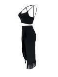 Fashionable Casual Fringed Skirt Suit (shoulder straps adjustable)
