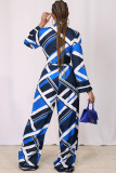 Casual Wide-leg Pants Abstract Pattern Trousers Suit