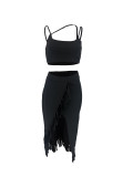 Fashionable Casual Fringed Skirt Suit (shoulder straps adjustable)