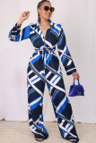 Casual Wide-leg Pants Abstract Pattern Trousers Suit