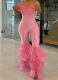 Sexy Bow-tie Ruffled Patchwork Jumpsuit