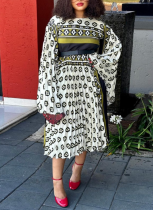 Fashionable Autumn Positioning Printed Loose Dress