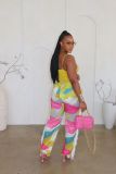 Sexy Printed Fringed High Waist Pocket Pants