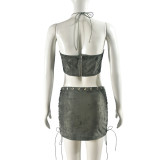 Sexy Strappy Backless Skirt Suit