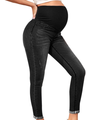 Maternity Wear High Waist Support Belly Lift Stretch Jeans