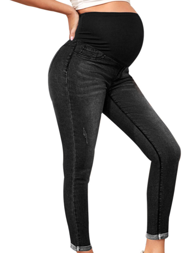 Maternity Wear High Waist Support Belly Lift Stretch Jeans