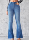 Blue Flared Women's High Waisted Stretch Jeans