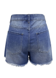 Blue Summer Distressed High Waist Comfortable Casual Denim Shorts