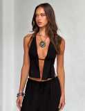 Sexy Halterneck Strappy Backless Sleeveless Suit