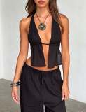 Sexy Halterneck Strappy Backless Sleeveless Suit