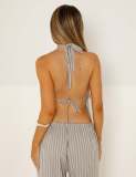 Sexy Halterneck Strappy Backless Sleeveless Suit