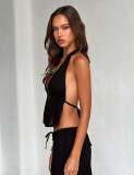 Sexy Halterneck Strappy Backless Sleeveless Suit