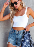Blue Summer Distressed High Waist Comfortable Casual Denim Shorts