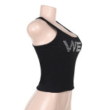 Sexy Versatile Lettered Rhinestone Vest Top