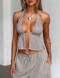 Sexy Halterneck Strappy Backless Sleeveless Suit