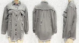 Raw Edge Ripped Denim Jacket Fall Long Sleeve Casual Lapel Top
