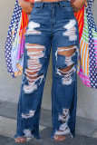 Fashionable Ripped Denim Trousers