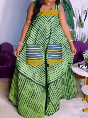 Casual Suspender Striped Loose Jumpsuit