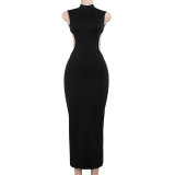 Sexy Black Backless Bow Big Backless Dress