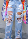 Fashionable Ripped Denim Trousers