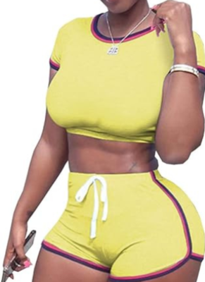 Fashion O-Neck Splicing Casual Sports Two-Piece Suit