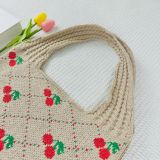 Knitted Cherry Weave Large Capacity Tote Bag